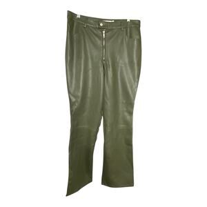 Anthropologie Avec Les Filles Sz 12 Highrise Faux Leather Kick Flare Pant Green